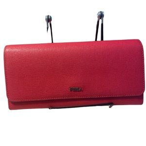 Authentic FURLA long wallet Pink/Red
